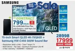 Incredible Connection SAMSUNG 75-inch Smart QLED 4K-75Q60D + Samsung HW-C450 300W Sound Bar offer