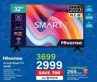 Incredible Connection Hisense 32-inch Smart TV- 32A4K offer