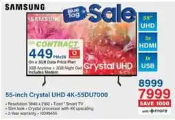 Incredible Connection SAMSUNG 55-inch Crystal UHD 4K-55DU7000 offer