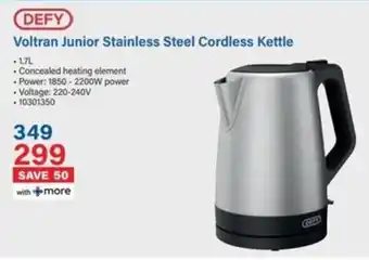 Incredible Connection DEFY Voltran Junior Stainless Steel Cordless Kettle offer