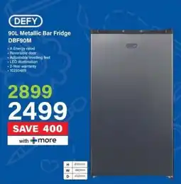 Incredible Connection DEFY Metallic Bar Fridge DBF90M offer