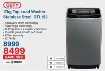 Incredible Connection DEFY Top Load Washer Stainless Steel DTL153 offer