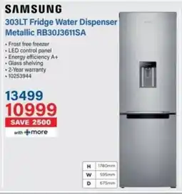 Incredible Connection SAMSUNG Fridge Water Dispenser Metallic RB30J3611SA offer