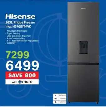 Incredible Connection Hisense Fridge Freezer Inox H370BIT-WD offer