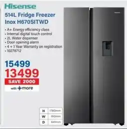 Incredible Connection Hisense Fridge Freezer Inox H670SITWD offer