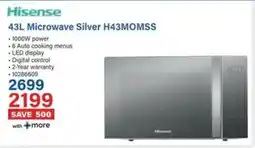 Incredible Connection Hisense Microwave Silver H43MOMSS offer