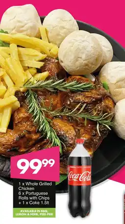 Save Hyper Whole Grilled Chicken, Portuguese Rolls with Chips + Coke offer