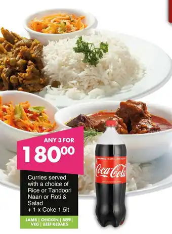 Save Hyper Curries served with a choice of Rice or Tandoori Naan or Roti & Salad + Coke offer