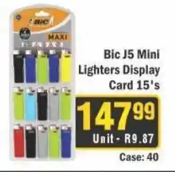 J&E Cash and Carry Bic J5 Mini Lighters Display Card offer