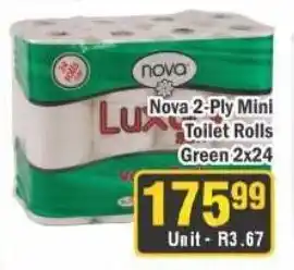 J&E Cash and Carry Nova 2-Ply Mini Toilet Rolls Green offer