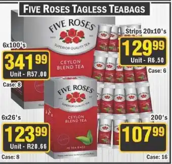 J&E Cash and Carry Five roses tagless teabags offer