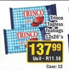 J&E Cash and Carry Trinco Tagless Teabags offer