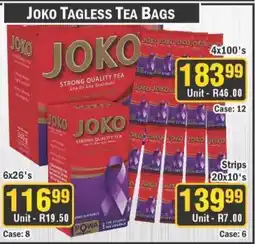 J&E Cash and Carry Joko tagless tea bags offer