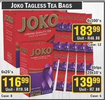 J&E Cash and Carry Joko tagless tea bags offer