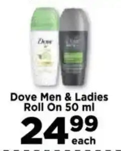 Food Lover's Market Dove Men & Ladies Roll On offer