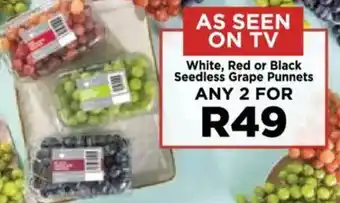 Food Lover's Market White, Red or Black Seedless Grape Punnets offer