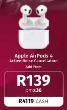 Vodacom Apple AirPods 4 Active Noise Cancellation offer