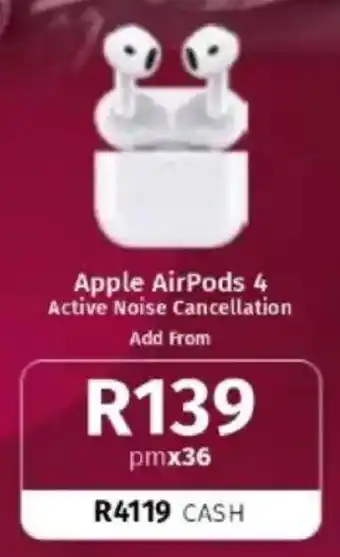 Vodacom Apple AirPods 4 Active Noise Cancellation offer