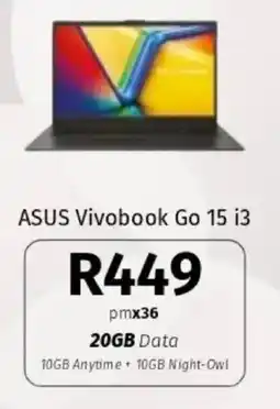 Vodacom ASUS Vivobook Go 15 i3 offer