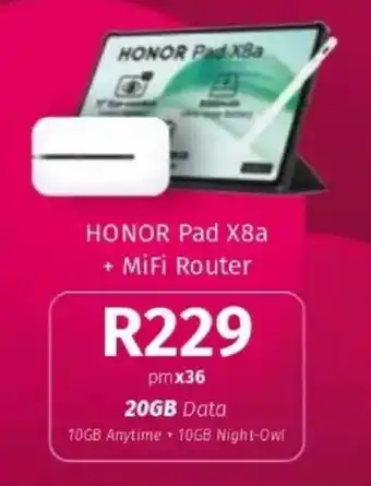 Vodacom HONOR Pad X8a + MiFi Router offer