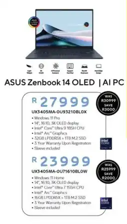 Computer Mania ASUS Zenbook 14 OLED/ AI PC offer