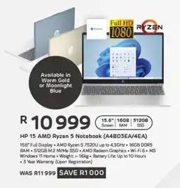 Computer Mania HP 15 AMD Ryzen 5 Notebook (A4BD3EA/4EA) offer