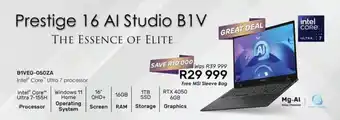 Computer Mania MSI Prestige 16 Al Studio BIV offer