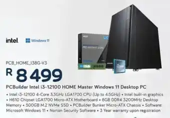 Computer Mania PCBuilder Intel i3-12100 HOME Master Windows 11 Desktop PC offer