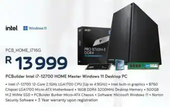 Computer Mania PCBuilder Intel i7-12700 HOME Master Windows 11 Desktop PC offer