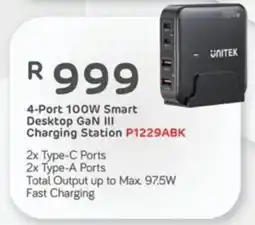 Computer Mania UNITEK 4-Port 100W Smart Desktop GaN III Charging Station P1229ABK offer