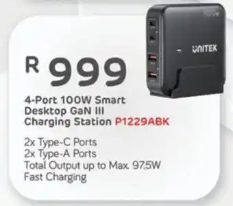 Computer Mania UNITEK 4-Port 100W Smart Desktop GaN III Charging Station P1229ABK offer