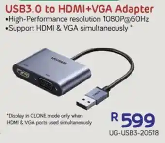 Computer Mania UGREEN USB3.0 to HDMI+VGA Adapter offer