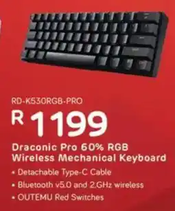 Computer Mania REDRAGON Draconic Pro 60% RGB Wireless Mechanical Keyboard offer