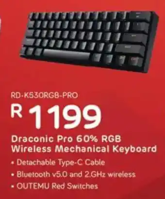 Computer Mania REDRAGON Draconic Pro 60% RGB Wireless Mechanical Keyboard offer