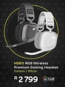 Computer Mania CORSAIR HS80 RGB Wireless Premium Gaming Headset Carbon/White offer