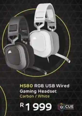 Computer Mania CORSAIR HS80 RGB USB Wired Gaming Headset Carbon/White offer