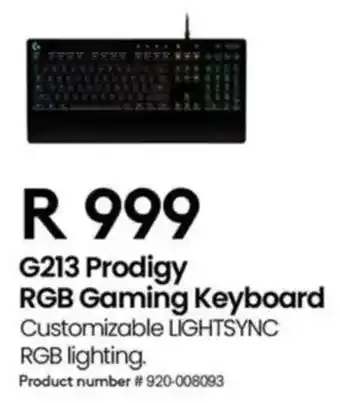 Computer Mania Logitech G213 Prodigy RGB Gaming Keyboard offer