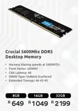 Computer Mania Crucial 5600Mhz DDR5 Desktop Memory offer