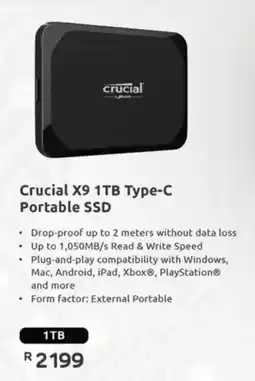 Computer Mania Crucial X9 1TB Type-C Portable SSD offer