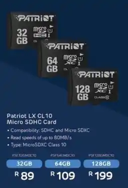 Computer Mania Patriot LX CL10 Micro SDHC Card offer