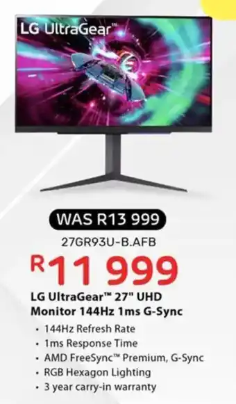 Computer Mania LG UltraGear 27" UHD Monitor 144Hz 1ms G-Sync offer