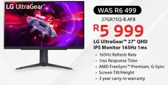 Computer Mania LG UltraGear 27" QHD IPS Monitor 165Hz 1ms offer