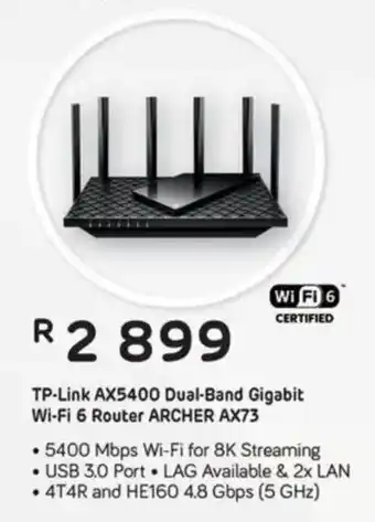 Computer Mania TP-Link AX5400 Dual-Band Gigabit Wi-Fi 6 Router ARCHER AX73 offer