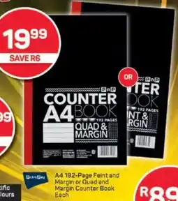 Pick n Pay A4 192-Page Feint and Margin or Quad and Margin Counter Book offer