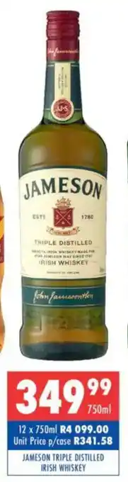 Ultra Liquors Jameson triple distilled irish whiskey offer