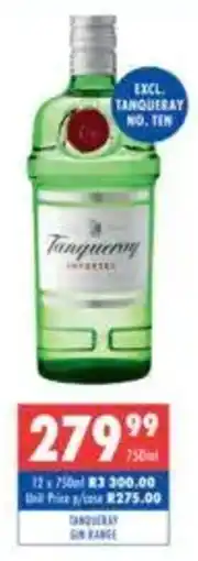 Ultra Liquors Tanqueray gin range offer