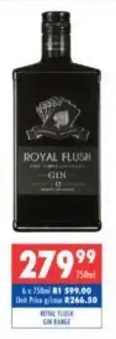 Ultra Liquors Royal flush gin range offer