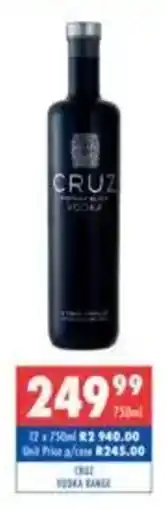 Ultra Liquors Cruz vodka range offer