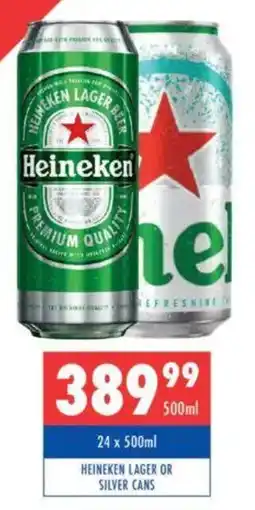 Ultra Liquors Heineken lager or silver cans offer