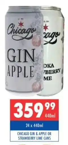 Ultra Liquors Chicago gin & apple or strawberry lime cans offer